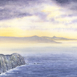 Watercolour painting Looking Back from Pwll Deri by Barry Woodman