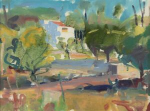 fine art print of oil painting of garden by Grahame Hurd-wood