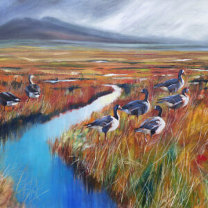 fine art print of a painting of Greenland Whitefront Geese by Philippa Mitchel
