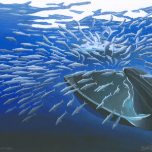 fine art print of acrylic painting by Steven Roe depicting Bryde's Whale