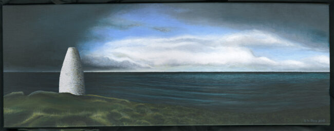 fine art print of acrylic painting by Stven Roe showing approaching storm