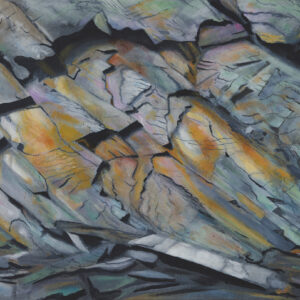 fine art print of oil paiting on board of geology at Abereiddy by Steven Roe